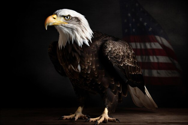 Close up photo of Eagle and American flag Independence day banner