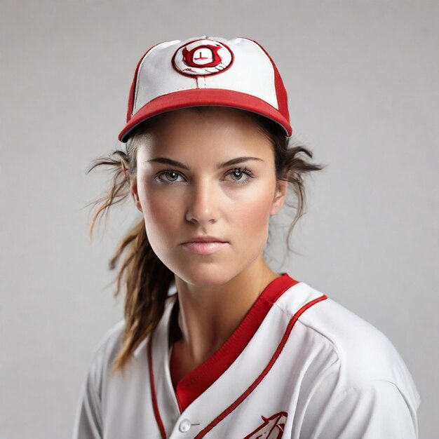 Close up photo of female baseball player