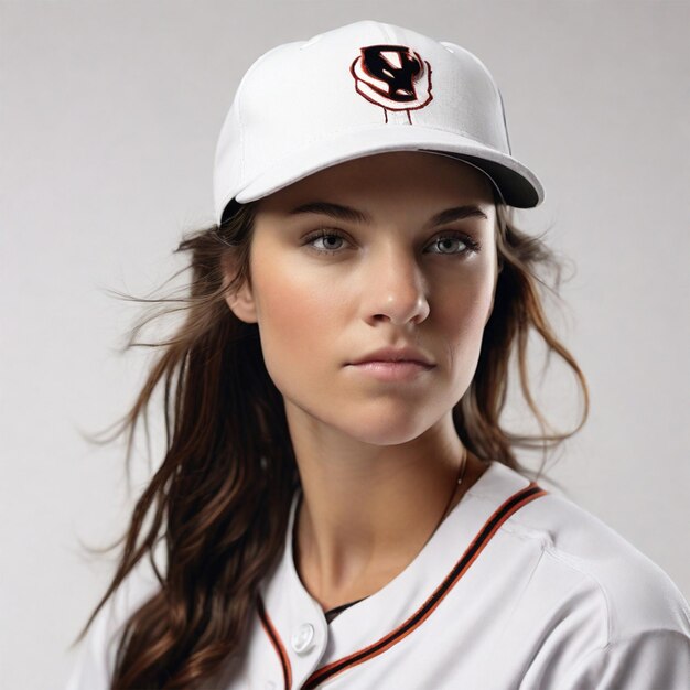 Close up photo of female baseball player