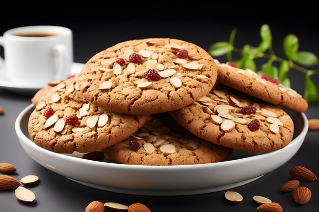 Photo close up photo of granola cookies