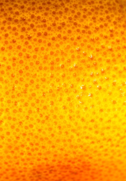 Close up foto della buccia di pompelmo texture. sfondo di frutta esotica matura, vista macro. concetto di problema della pelle umana, acne e cellulite.