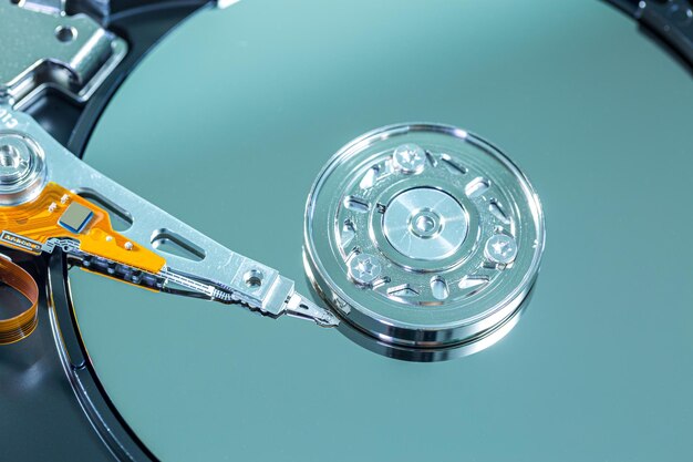 Close up photo of a hard disk used in an older computer