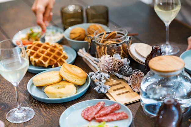 Close-up photo of a home party dining table