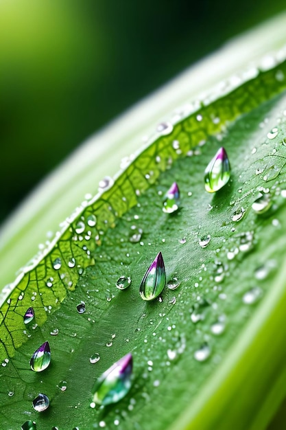물방울 을 가진 잎 의 클로즈업 사진
