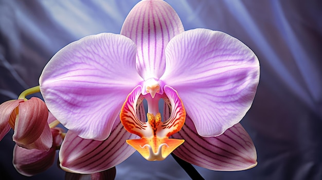 Close up photo montage of fresh blooming orchids with water drops