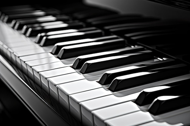 Foto foto ravvicinata dei tasti del pianoforte in bianco e nero