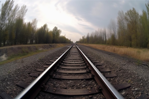 A close up photo railroad nature lanscape