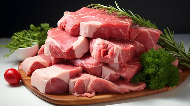 Close up photo of raw pork meat on the table