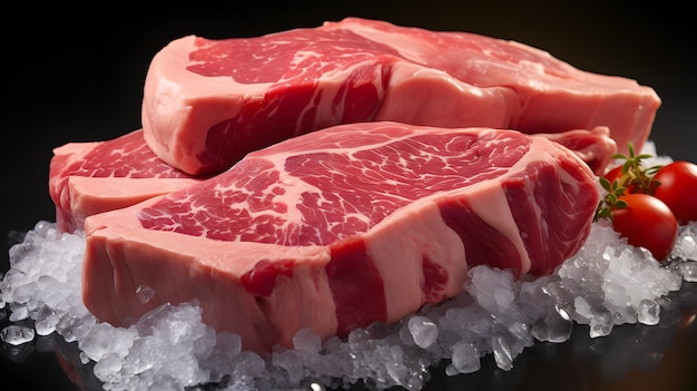 Close up photo of raw pork meat on the table