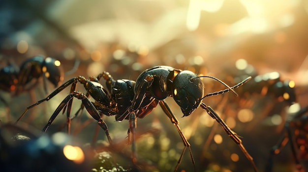 Photo close up photo of red ants