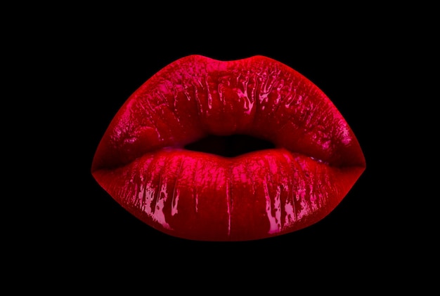 Крупным планом фото красных губ