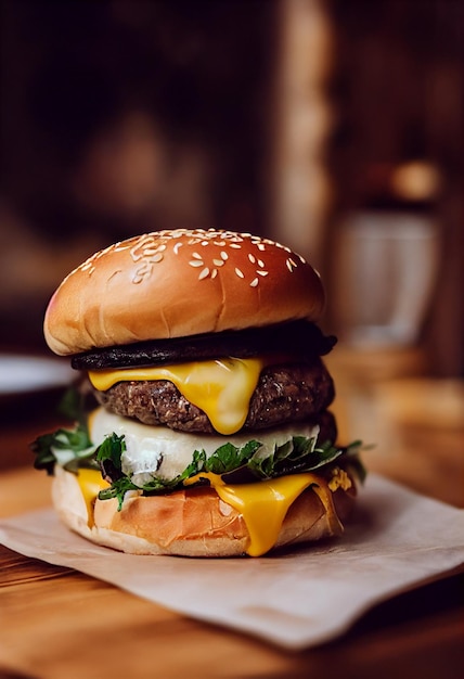 Close-up photo of tasty burger