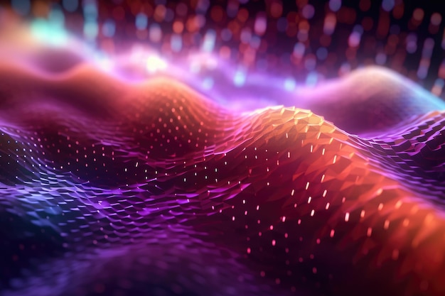 A close up photo that visually represents the concept of a technology digital wave background Generative AI