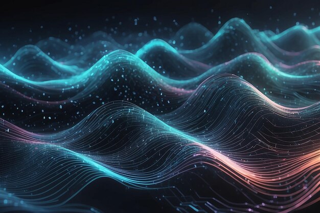 A close up photo that visually represents the concept of a technology digital wave background