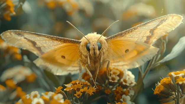 Photo a close up photo of tussock moth caterpillar with colorful generated ai photo