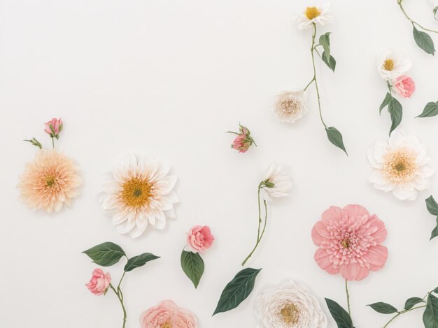 Photo close up photo of white wall with flower paintings