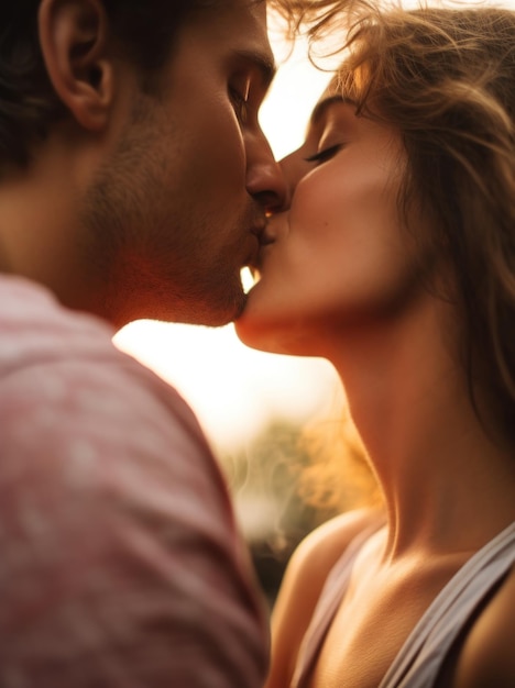 Photo close up photograph two people kissing portrait