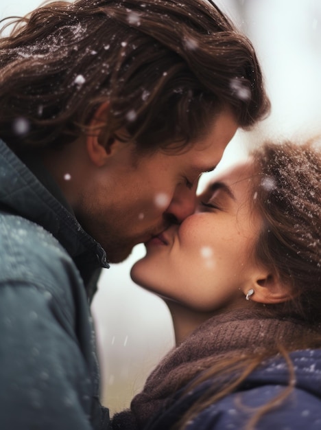 Photo close up photograph two people kissing portrait