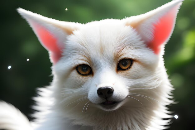 close up photography of a majestic long ear kitsune spirit Intense Gaze of a Wild Red Fox