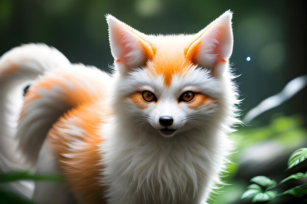 close up photography of a majestic long ear kitsune spirit Intense Gaze of a Wild Red Fox