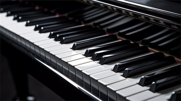 Close up of piano keys shallow depth of field selective focus