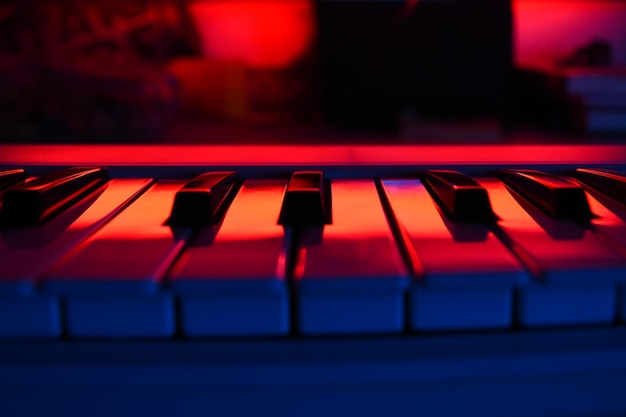 close-up of piano keys
