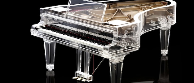 Photo a close up of a piano with a clear case on it generative ai