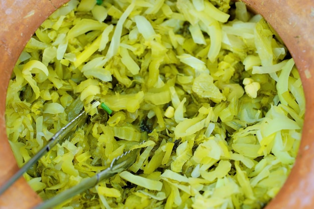 Close up of Pickled Mustard Green thai street food marketxDxA