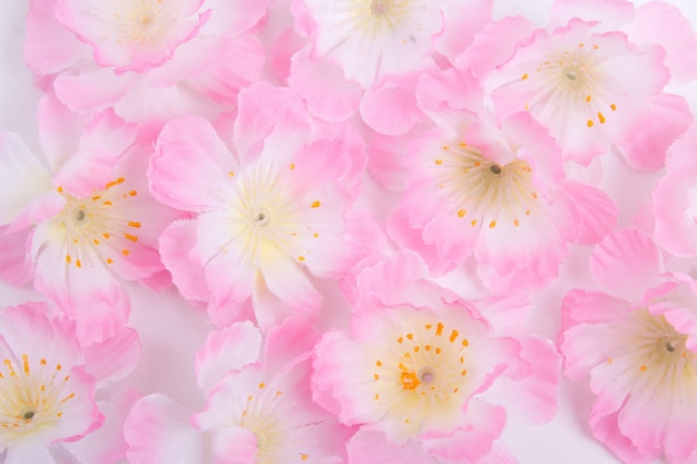 Close up picture of artificial pink flowers