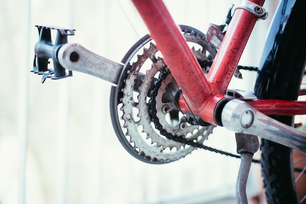 Close up picture of a bike gear change chopper disc