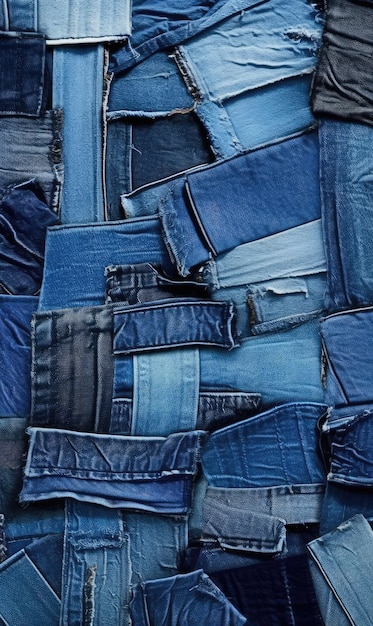 close up picture of a blue jeans fabric