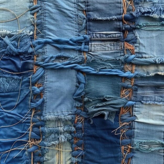 крупный план синей джинсовой ткани
