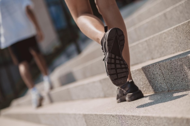 Close up picture of females legs during a run