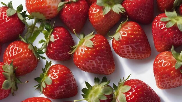 Close up picture of fresh strawberries with white background