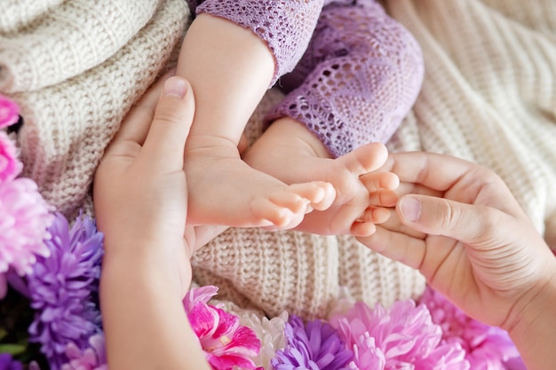 Close up picture of newborn baby feet