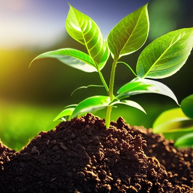 close up picture of the sapling of the plant is growing