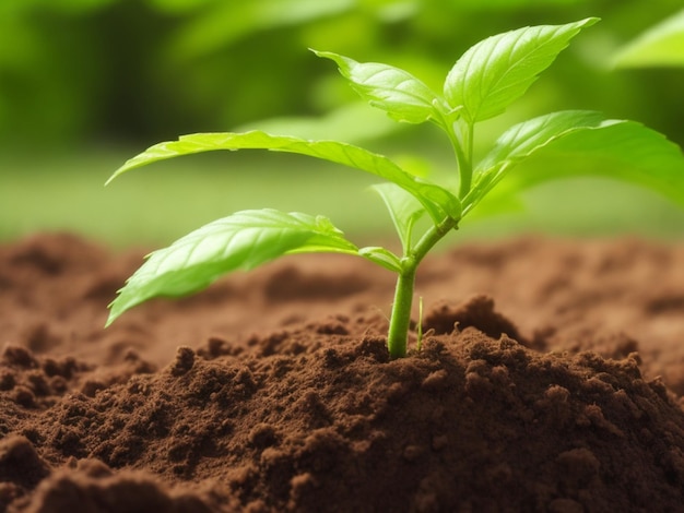 Close up picture of the sapling of the plant is growing