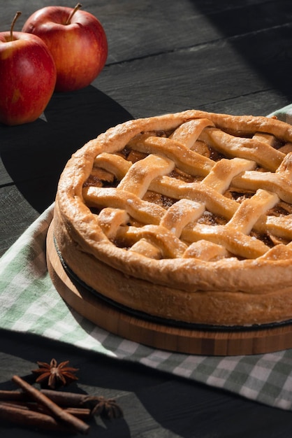 close-up of pie on table