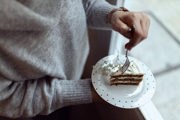 Close-up of a piece of cake