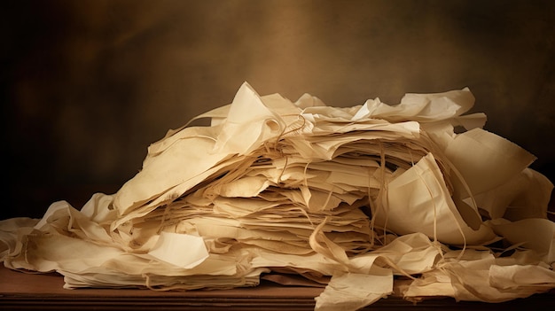 Close up of a piece of crinkled parchment with sepiatoned streaks and creases It looks like an old manuscript with a story to tell