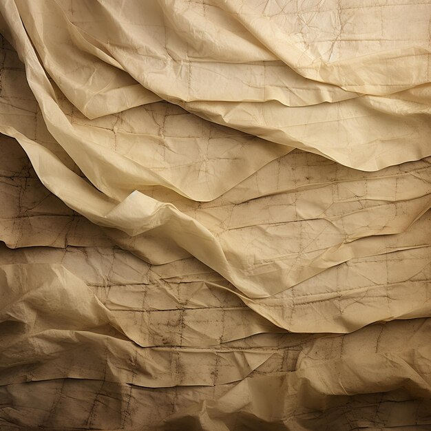 Close up of a piece of crinkled parchment with sepiatoned streaks and creases It looks like an old manuscript with a story to tell