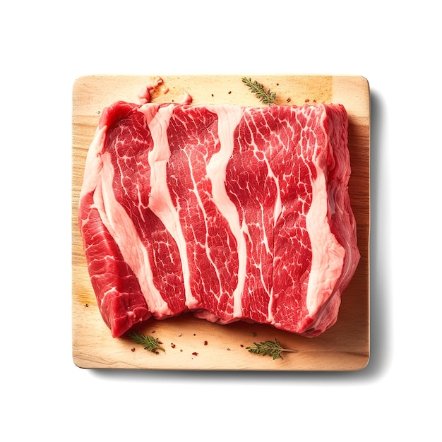 a close up of a piece of meat on a cutting board generative ai