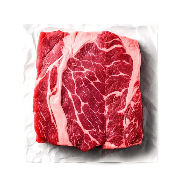 a close up of a piece of meat on a piece of paper generative ai