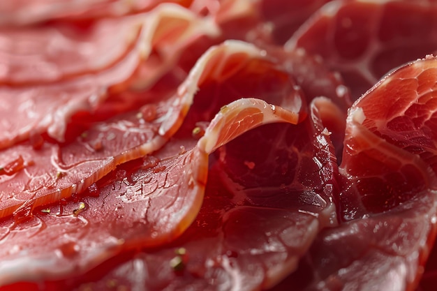 a close up of a piece of meat with the word meat on itFresh raw beef slices closeup healthy food c