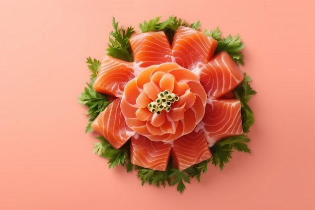 a close up of a piece of salmon with parsley on top generative ai