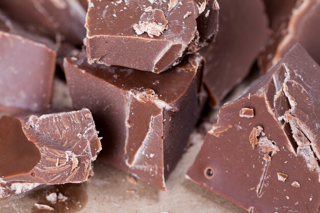 Close up on pieces of chocolate