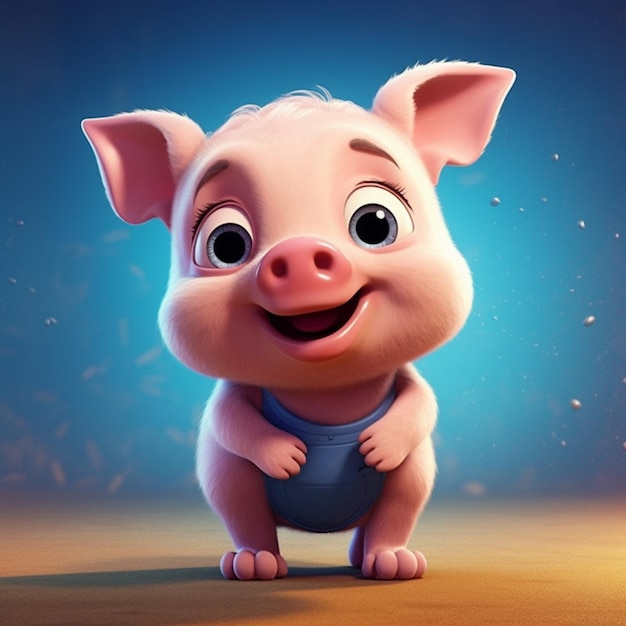 A close up of a pig with a blue shirt on generative ai