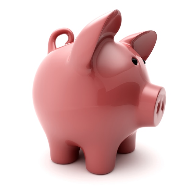 Photo close up on piggy bank isolated