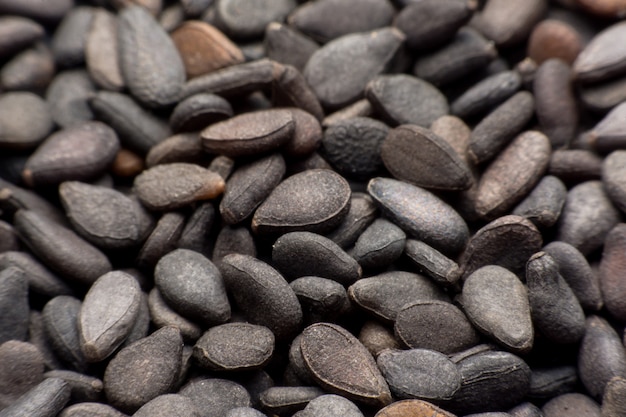 Close up Pile of black sesame seeds 
