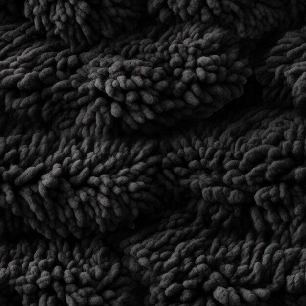 A close up of a pile of black wool with a white background generative ai